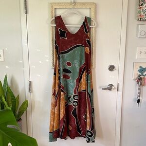 CV.AGUS | Vintage Colorful Abstract Maxi Cotton Dress